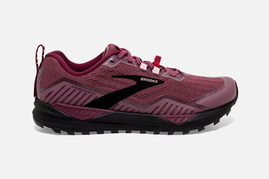 Brooks Running Shoes - Cascadia 15 Trail Womens - Burgundy - GIJ-503762